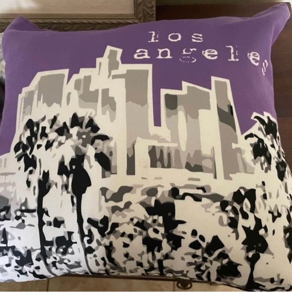 Los Angeles, California Accent Pillow, purple, Deny Designs, Like New - Picture 4 of 9